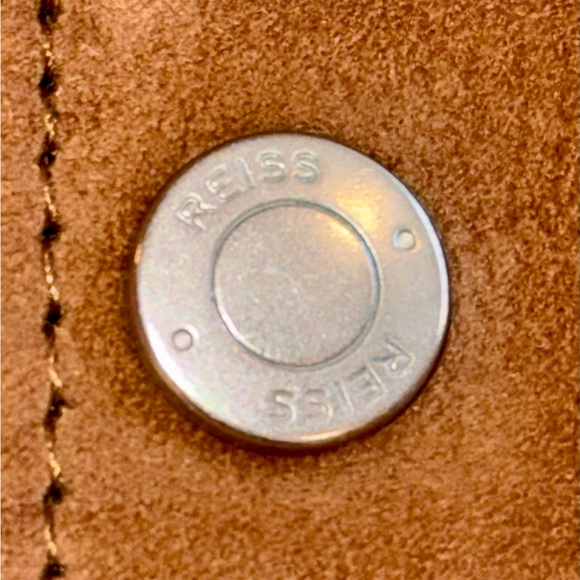 REISS Tobacco Brown Suede Leather Trucker Jacket Shearing Collar Extra Small XS - Picture 4 of 14